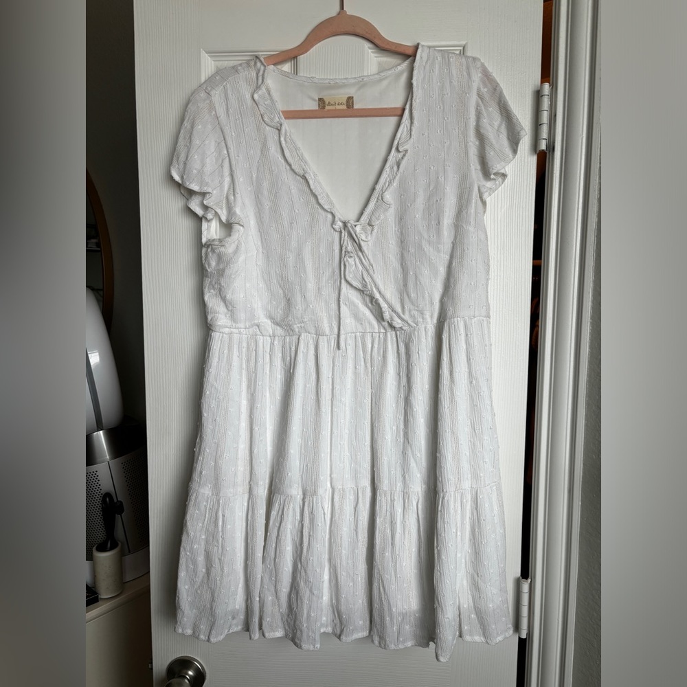 Altar’d State white mini dress with gold detailing